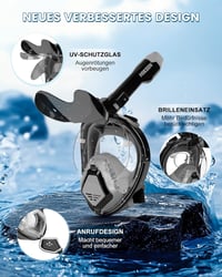 BOOSTEADY teljes arcú snorkel maszk napvédelemmel, száraz tetővel és beszélgetési funkcióval 3