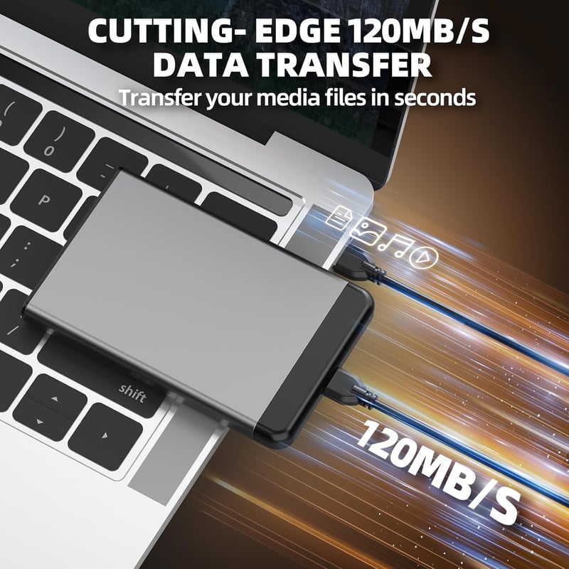 BootyBay 1TB Ultravékony Hordozható USB Külső Merevlemez Asztali és Laptop Számítógéphez