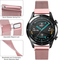 BootyBay 22mm Fém Szíj Huawei Watch GT 2, GT 2 Pro, GT 2e, GT 46mm, GT Klasszikus és GT Aktív Okosórákhoz - Rózsaszín 2