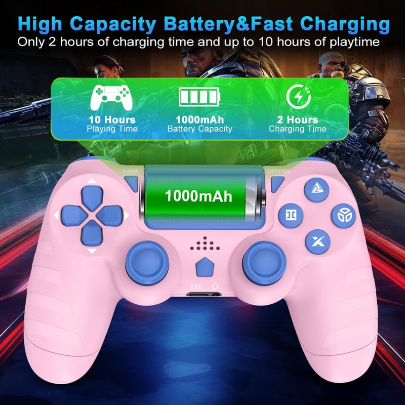 BootyBay 2db Vezeték Nélküli PS4 Kontroller Fekete-Rózsaszín 6 Tengelyes Mozgásérzékelő