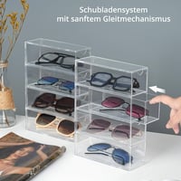 BootyBay Átlátszó Szemüvegtároló Szett - 2 db Egymásra Rakható Akril Szemüvegtartó 4 Fiókkal, 8 Szemüveghez - Tartós Műanyag Napszemüveg Ren 5