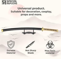 BootyBay Demon Slayer Yoriichi Tsugikuni Katana Kard 105 cm - Anime Cosplay Bambusz Fakard Övvel és Állvánnyal - Dekoratív Szamuráj Kard Rep 3