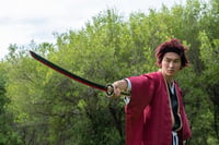 BootyBay Demon Slayer Yoriichi Tsugikuni Katana Kard 105 cm - Anime Cosplay Bambusz Fakard Övvel és Állvánnyal - Dekoratív Szamuráj Kard Rep 8