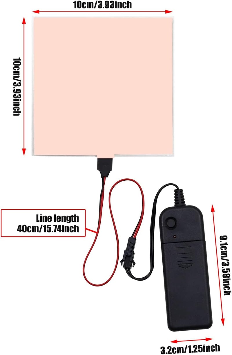 BootyBay Elektrolumineszcens Panel Lámpa - Vágható EL Papír Fénylap Dekorációhoz, Cosplayhez, Figyelmeztető Jelzésekhez - Fehér Fény 10x10cm