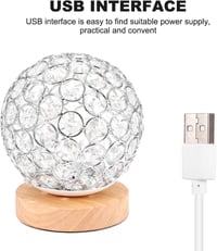 BootyBay Ezüst Kristálygömb Asztali Lámpa - Tölthető USB Éjjeli Fény Fényerőszabályzóval Hálószobába, Irodába, Gyerekszobába 8
