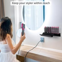 BootyBay Fali Hajszárító Tartó - Dyson Airwrap Kompatibilis, Fúrás Nélküli Rögzítés, Erős Öntapadós Koronggal, Nedvességálló, 39x17,5x7 cm 5