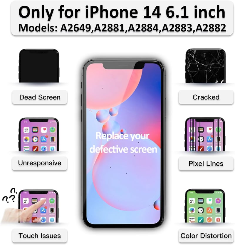 BootyBay iPhone 14 kijelző csere LCD 6.1" teljes szett szerelőkészlettel