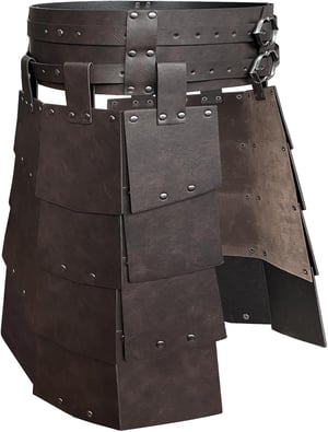 BootyBay Armură medievală de talie și coapsă din piele ecologică - Armură retro, reversibilă pentru jocuri de rol cavalerești - Accesoriu costum mercenar LARP