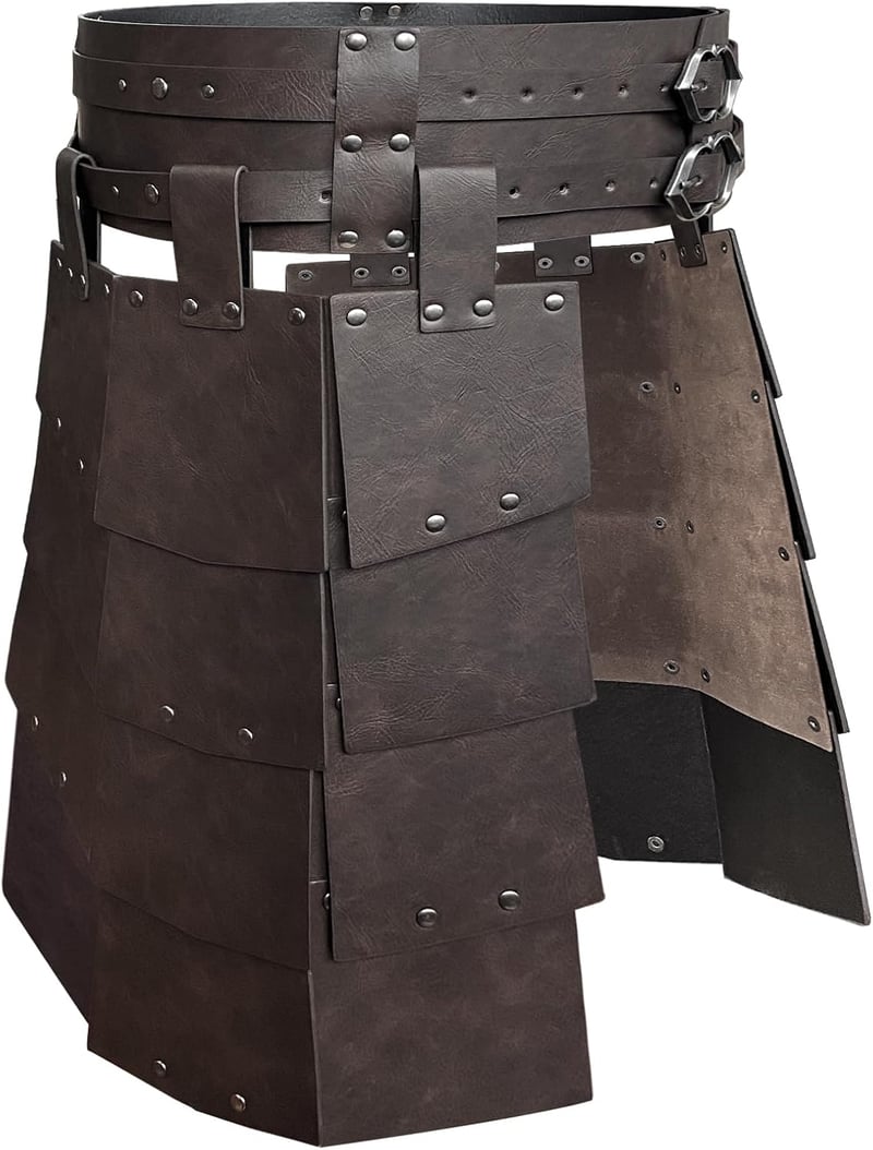 BootyBay Középkori Műbőr Derék és Combpáncél - Retro Kétoldalas Páncélzat Lovagi Szerepjátékhoz - LARP Zsoldos Jelmez Kiegészítő