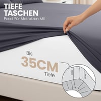 BootyBay Mikroszálas Gumis Lepedő Szett, 2 db Szürke Lepedő 140x200 cm Méretben, 35 cm Mély Zsebekkel, Puha Kefézett Poliészter 4