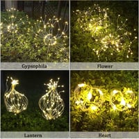 BootyBay Napelemes Kerti Lámpa Szett - 4db 120 LED Tűzijáték Fényhatás, Távirányítóval, 8 Világítási Móddal, Vízálló Kültéri Dekoráció 5