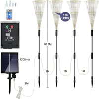 BootyBay Napelemes Kerti Lámpa Szett - 4db 120 LED Tűzijáték Fényhatás, Távirányítóval, 8 Világítási Móddal, Vízálló Kültéri Dekoráció 3