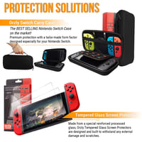 BootyBay Nintendo Switch Kiegészítő Csomag - 15 az 1-ben Fekete Szett Tokkal, Képernyővédővel, Joy-Con Markolatokkal, Verseny Kormányokkal é 3