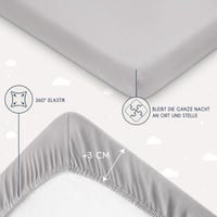 BootyBay Pamut Jersey Gumis Lepedő Szett - 2 db Fehér és Szürke Lepedő Kiságyba 60x120 cm - Puha Elasztikus Pamut Lepedő Babáknak 4