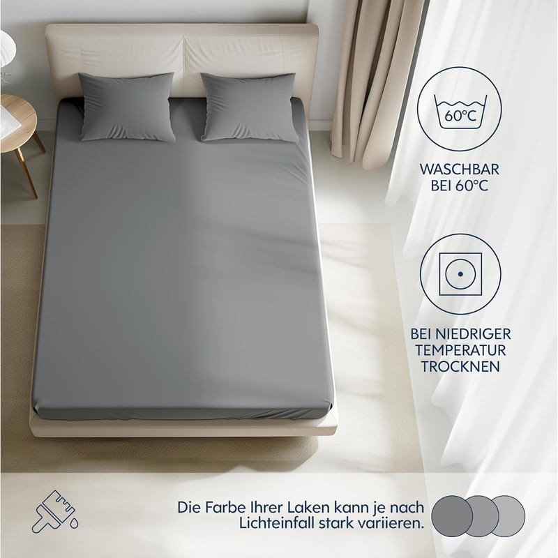BootyBay Prémium Gumis Lepedő 90x200 cm - Antracit Jersey Pamut Lepedő Vastag Matracokhoz 22 cm-ig, 100% Pamut, Öko-Tex Tanúsítvánnyal