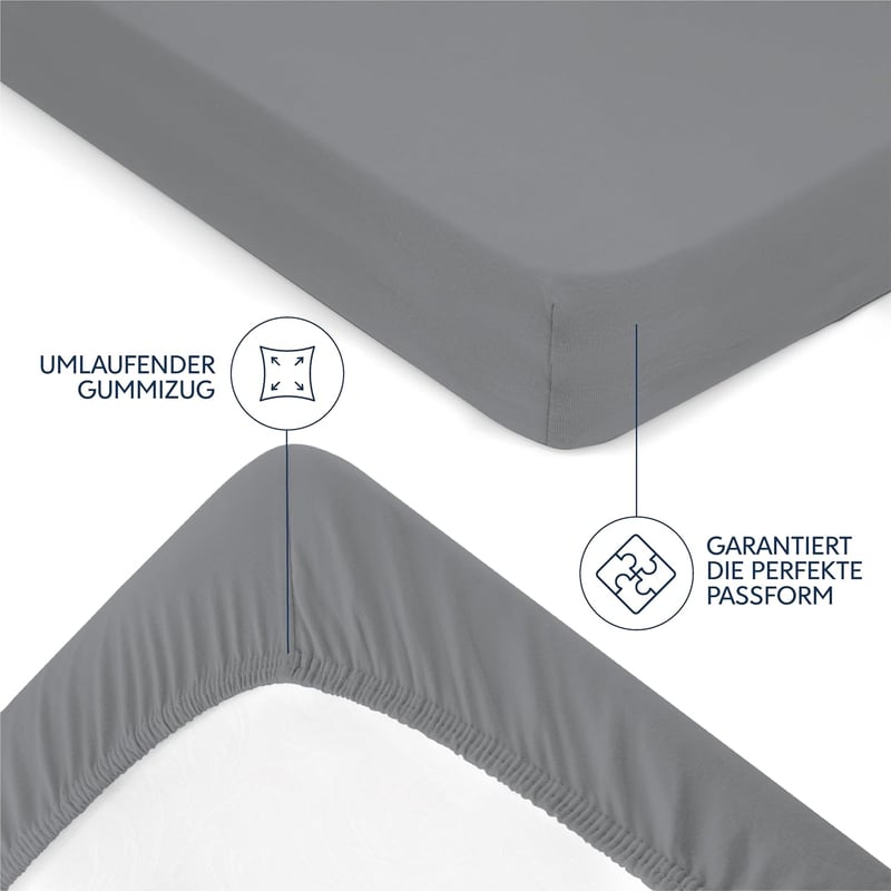 BootyBay Prémium Gumis Lepedő 90x200 cm - Antracit Jersey Pamut Lepedő Vastag Matracokhoz 22 cm-ig, 100% Pamut, Öko-Tex Tanúsítvánnyal