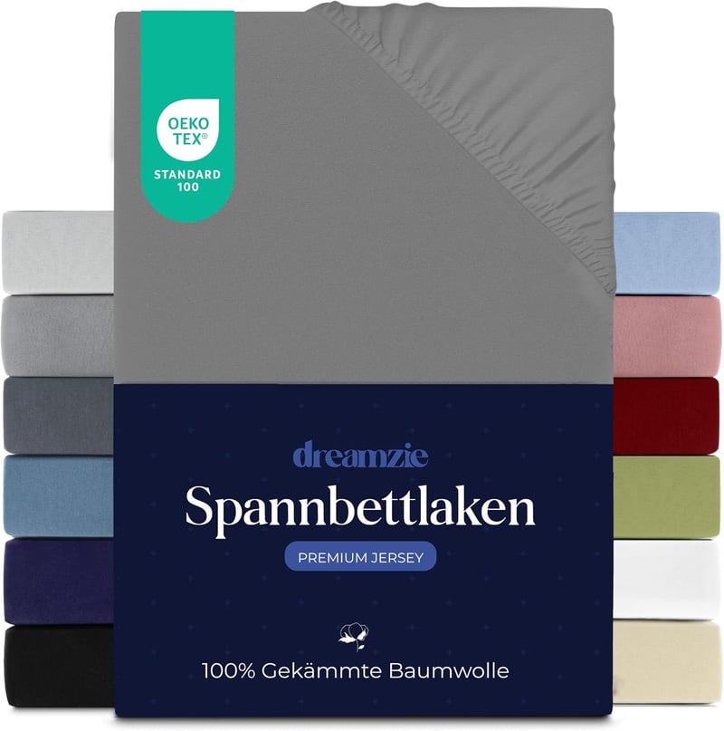 BootyBay Prémium Gumis Lepedő 90x200 cm - Antracit Jersey Pamut Lepedő Vastag Matracokhoz 22 cm-ig, 100% Pamut, Öko-Tex Tanúsítvánnyal