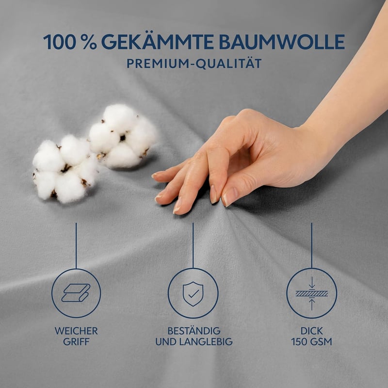BootyBay Prémium Gumis Lepedő 90x200 cm - Antracit Jersey Pamut Lepedő Vastag Matracokhoz 22 cm-ig, 100% Pamut, Öko-Tex Tanúsítvánnyal