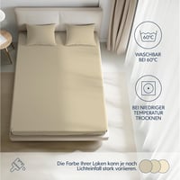 BootyBay Prémium Jersey Pamut Lepedő 160x200 cm - Bézs Gumis Lepedő Vastag Matracokhoz 27 cm-ig, 100% Pamut, Öko-Tex Tanúsítvánnyal 5