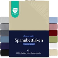 BootyBay Prémium Jersey Pamut Lepedő 160x200 cm - Bézs Gumis Lepedő Vastag Matracokhoz 27 cm-ig, 100% Pamut, Öko-Tex Tanúsítvánnyal 1
