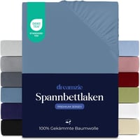 BootyBay Prémium Lepedő 100x200 cm - Kék Jersey Pamut Gumis Lepedő 22 cm Magas Matracokhoz - 100% Pamut, Oeko-Tex Tanúsított, Géppel Mosható 1