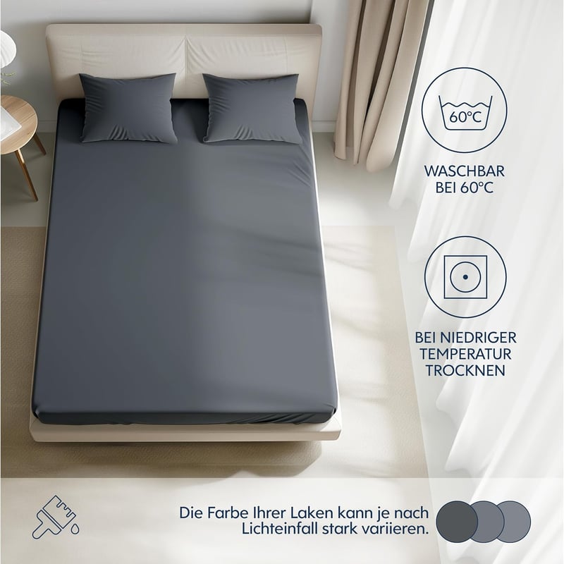 BootyBay Prémium Lepedő 90x200 cm - Sötétszürke Jersey Pamut Gumis Lepedő 22 cm Magas Matracokhoz - 100% Pamut, Oeko-Tex Tanúsított, Géppel 