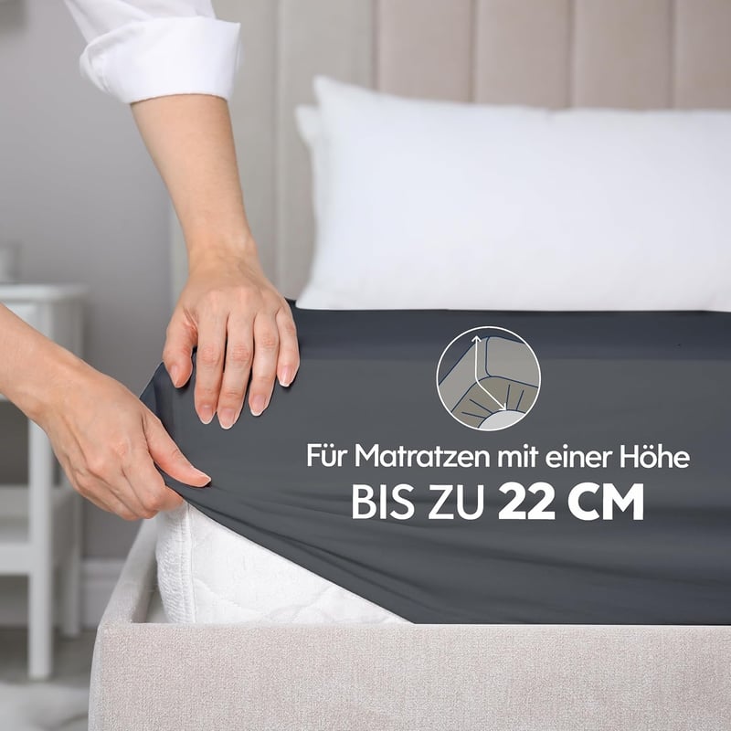 BootyBay Prémium Lepedő 90x200 cm - Sötétszürke Jersey Pamut Gumis Lepedő 22 cm Magas Matracokhoz - 100% Pamut, Oeko-Tex Tanúsított, Géppel 