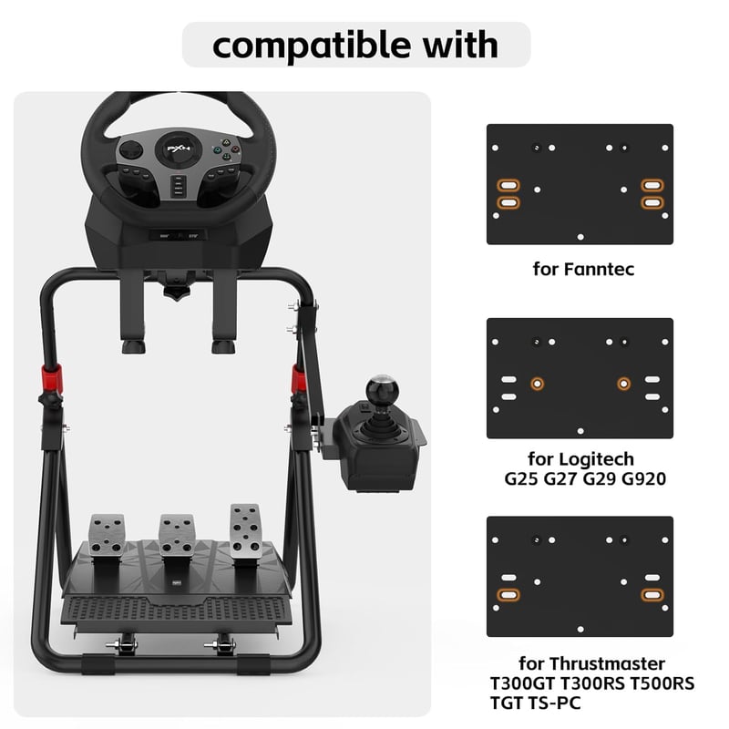 BootyBay PXN A9 Versenykormány Állvány - Összecsukható, Dönthető, Univerzális Váltókarral Logitech G25/G27/G29/G920 és Thrustmaster Kormányo