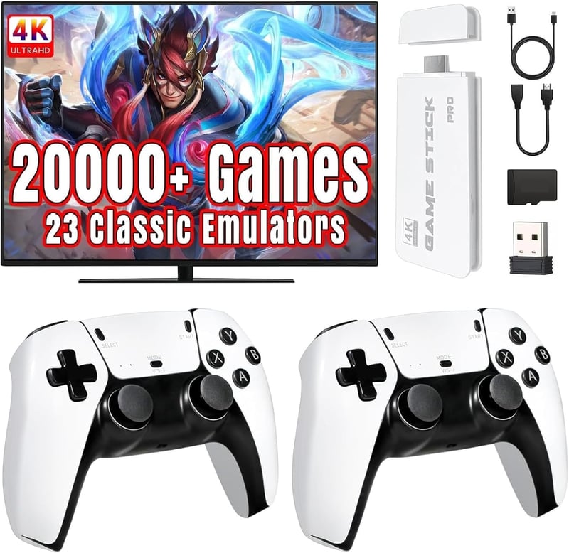 BootyBay Retro Játékkonzol 22000+ Játékkal, 2 Vezeték Nélküli Kontrollerrel, HDMI TV Csatlakozás