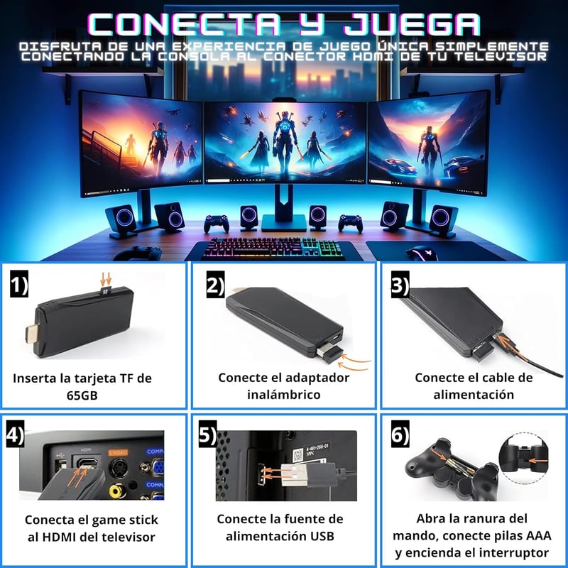 BootyBay Retro Játékkonzol 4K HDMI - 25.000 Előtelepített Játékkal, 64GB USB Memóriával, 2 Vezeték Nélküli Kontrollerrel, TV-hez Csatlakozta