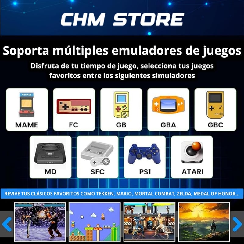 BootyBay Retro Játékkonzol 4K HDMI - 25.000 Előtelepített Játékkal, 64GB USB Memóriával, 2 Vezeték Nélküli Kontrollerrel, TV-hez Csatlakozta