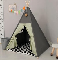 BootyBay Teepee sátor gyerekeknek szürke csíkos párnával hordtáskával - Grey 8
