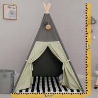BootyBay Teepee sátor gyerekeknek szürke csíkos párnával hordtáskával - Grey 3