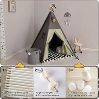 BootyBay Teepee sátor gyerekeknek szürke csíkos párnával hordtáskával - Grey 4