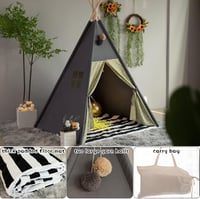BootyBay Teepee sátor gyerekeknek szürke csíkos párnával hordtáskával - Grey 2