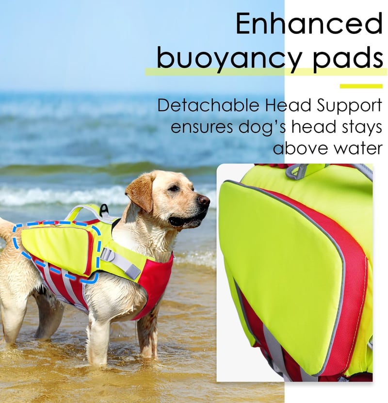 BootyBay ThinkPet Mentőmellény Kutyáknak - Állítható Úszómellény Közepes Testű Kutyáknak, Fényvisszaverő, Nagy Felhajtóerő, Mentőfogantyú, L