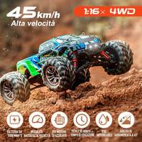 BootyBay YC200 1/16 Távirányítós Autó 45+ km/h Sebességgel - 4WD Terepjáró Vízálló RC Autó, 55 Perc Üzemidő, 3m Kábel, Gyerekeknek és Felnőt 2