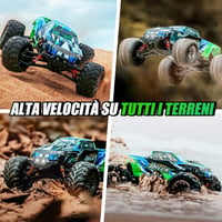 BootyBay YC200 1/16 Távirányítós Autó 45+ km/h Sebességgel - 4WD Terepjáró Vízálló RC Autó, 55 Perc Üzemidő, 3m Kábel, Gyerekeknek és Felnőt 3