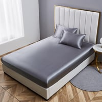 Boqingzhu szatén gumis lepedő 180x200 cm antracit szürke mikroszálas ágynemű - 180 x 200 x 30 cm, Satin Dark Grey 2