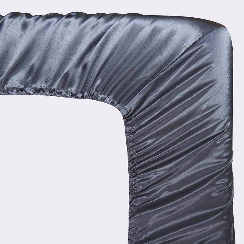 Boqingzhu szatén gumis lepedő 180x200 cm antracit szürke mikroszálas ágynemű - 180 x 200 x 30 cm, Satin Dark Grey