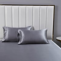 Boqingzhu szatén gumis lepedő 180x200 cm antracit szürke mikroszálas ágynemű - 180 x 200 x 30 cm, Satin Dark Grey 3