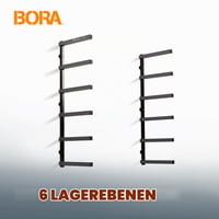 Bora Portamate PBR-006B Zidni metalni nosač za drvnu građu, 6 razina, crni, za unutarnju i vanjsku upotrebu, zidni organizator drva 3