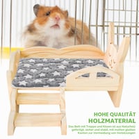 Pat din lemn BORDEAG pentru porcușori de Guineea cu scară și covoraș, 34x22x18 cm, culcuș pentru animale mici, porcușori de Guineea, hamsteri, arici 5