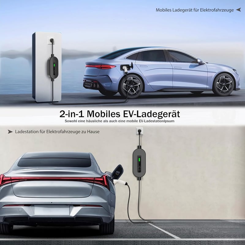 BORENOR Type 2 Schuko 3.7kW hordozható EV töltőkábel 16A 5m