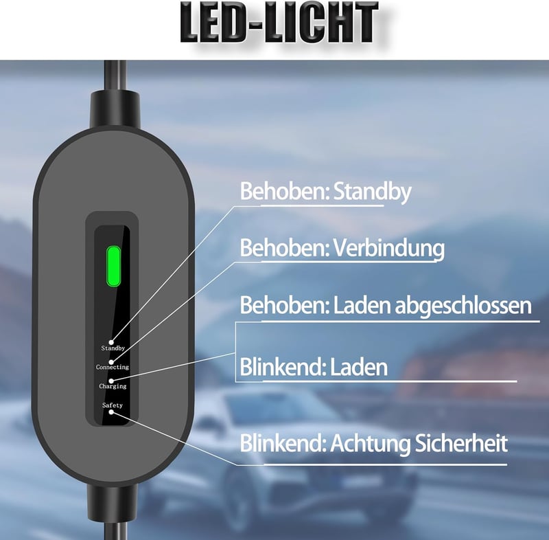 BORENOR Type 2 Schuko 3.7kW hordozható EV töltőkábel 16A 5m