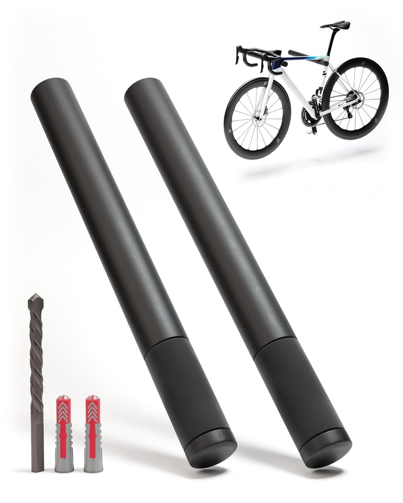 Suport de perete pentru bicicletă din lemn Borgen, 27 cm, negru, capacitate 20 kg, pentru biciclete de șosea, MTB și electrice