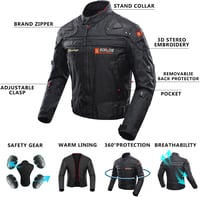 BORLENI férfi motoros dzseki szélálló védőkkel L méret fekete - L, black 5