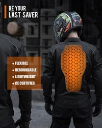 BORLENI Kivehető Motoros Hátvédő Protektor CE-1 Tanúsítvánnyal - 42×23 cm PU Memóriahabos, Narancssárga, Állítható, Szellőző Motorosoknak 6