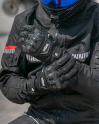BORLENI Motoros Kesztyű Zöld - Bőr Légáteresztő Teljes Ujjas Védelem Érintőképernyős Kompatibilitás Négy Évszakos Unisex 2