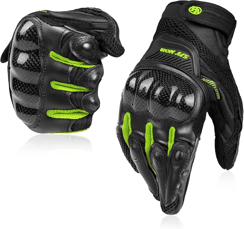BORLENI Motoros Kesztyű Zöld - Bőr Teljes Ujjas Légáteresztő Bukókesztyű Érintőképernyős Funkcióval, Csuklóvédelemmel, Négy Évszakos Unisex
